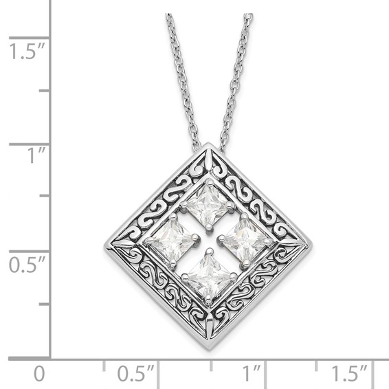 Sterling Silver Antiqued CZ Cornerstones Of Integrity Necklace