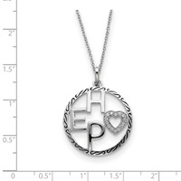 Sterling Silver Antiqued CZ Hope Necklace - 18in view 2