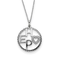 Sterling Silver Antiqued CZ Hope Necklace - 18in view 1