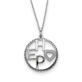 Sterling Silver Antiqued CZ Hope 18in Necklace