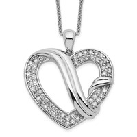 Sentimental Expressions Sterling Silver Rhodium-plated CZ Forever Grateful Necklace, 18" view 1
