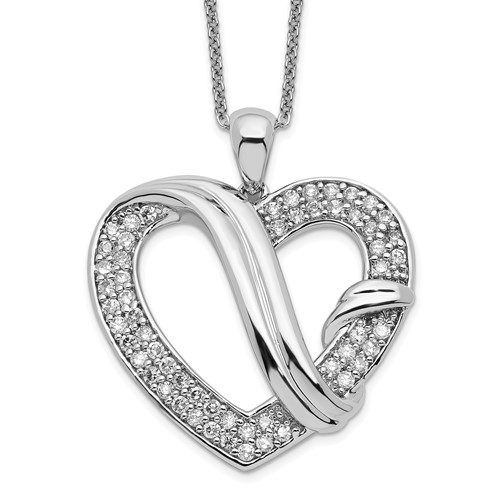 Sentimental Expressions Sterling Silver Rhodium-plated CZ Forever Grateful Necklace, 18"
