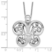 Sentimental Expressions Sterling Silver Rhodium-plated Antiqued CZ Angel of Courage Necklace, 18" view 3
