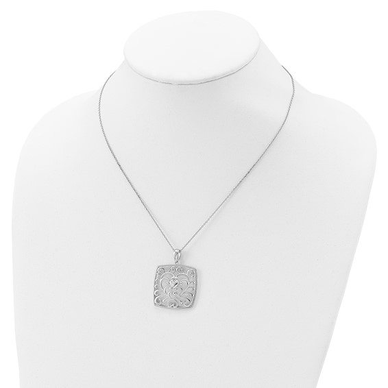 "Sentimental Expressions Sterling Silver Rhodium-plated I Care About What You Are Going Through 18"" Necklace"