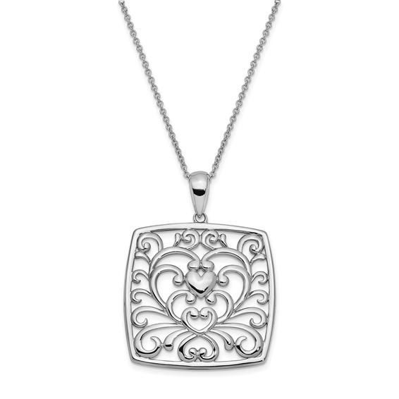"Sentimental Expressions Sterling Silver Rhodium-plated I Care About What You Are Going Through 18"" Necklace"