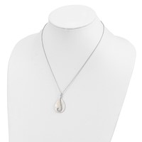 Sentimental Expressions Sterling Silver Rhodium-plated Mother of Pearl CZ Tear From Heaven Necklace, 18" view 5