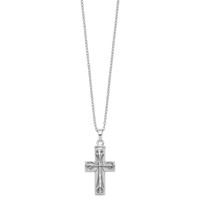 Sentimental Expressions Sterling Silver Rhodium-plated Antiqued Cross Ash Holder Necklace, 18" view 2