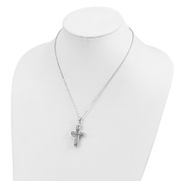 Sentimental Expressions Sterling Silver Rhodium-plated Antiqued Cross Ash Holder Necklace, 18" view 5