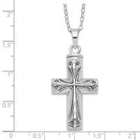 Sentimental Expressions Sterling Silver Rhodium-plated Antiqued Cross Ash Holder Necklace, 18" view 4