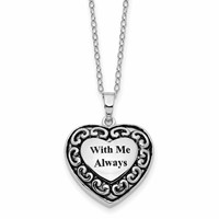 Sentimental Expressions Sterling Silver Rhodium-plated Necklace with Me Always Ash Holder, 18" view 1