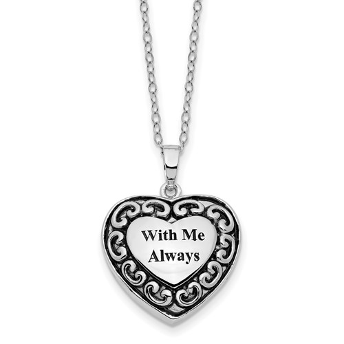 Sentimental Expressions Sterling Silver Rhodium-plated Necklace with Me Always Ash Holder, 18"