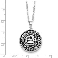 Sentimental Expressions Sterling Silver Rhodium-plated Antiqued Paw Ash Holder Necklace, 18" view 5