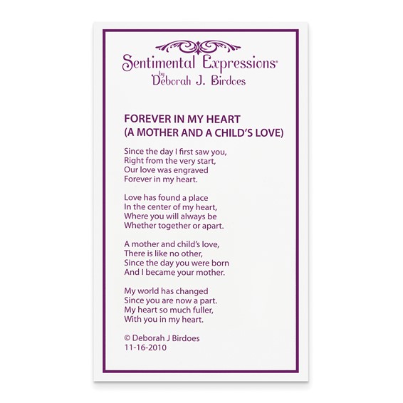 Sentimental Expressions Sterling Silver Rhodium-plated CZ Forever In My Heart 18 inch Necklace with Poem Card