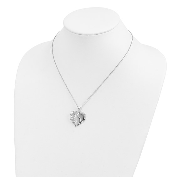 "Sentimental Expressions Sterling Silver Rhodium-plated CZ My Daughter, My Heart's Treasure 18in Necklace"