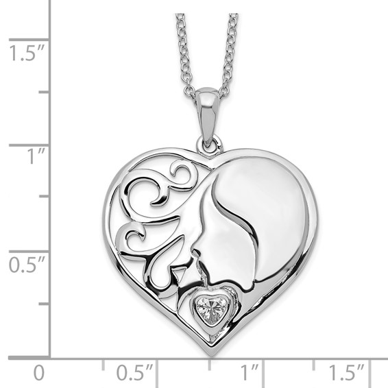 "Sentimental Expressions Sterling Silver Rhodium-plated CZ My Daughter, My Heart's Treasure 18in Necklace"