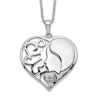 "Sentimental Expressions Sterling Silver Rhodium-plated CZ My Daughter, My Heart's Treasure 18in Necklace"