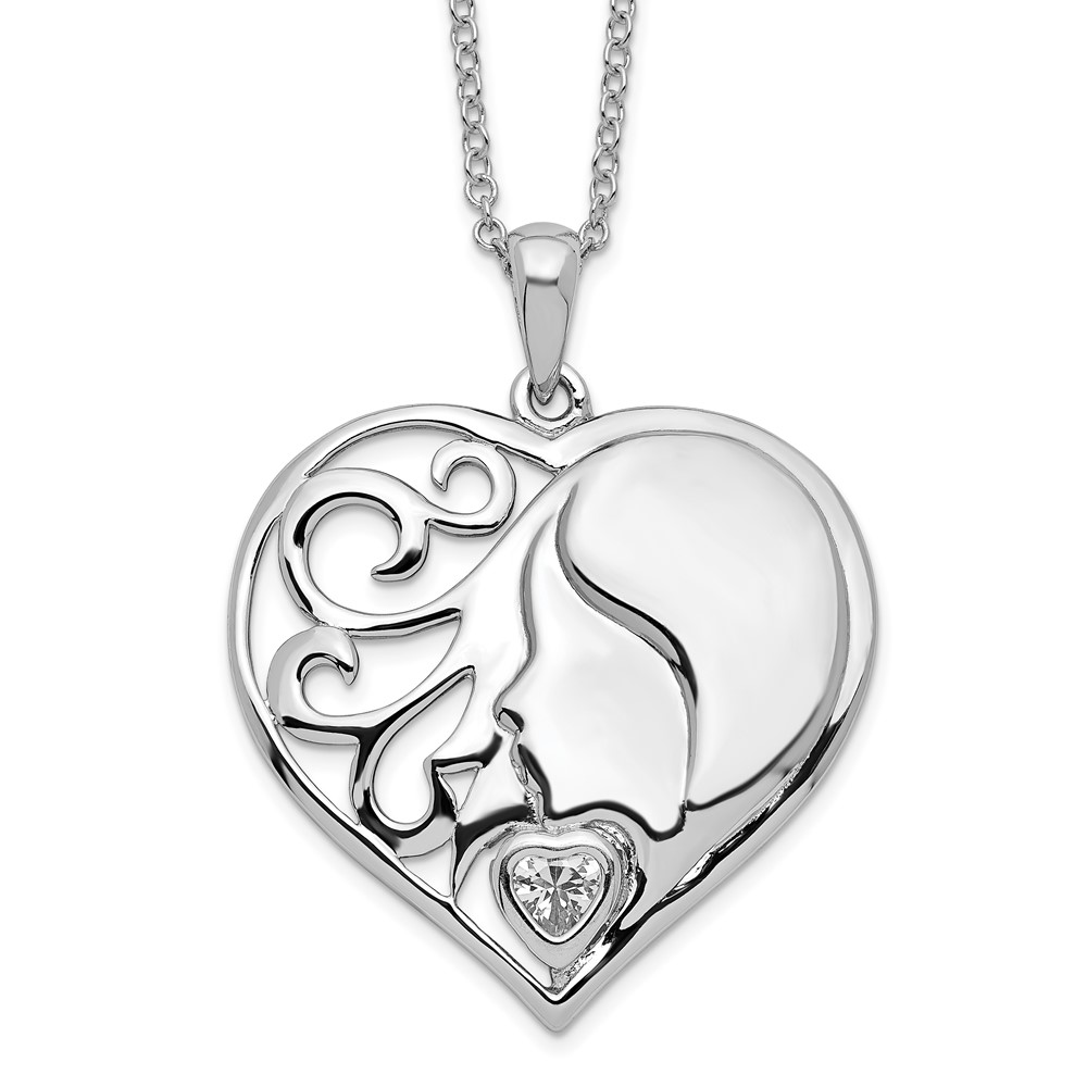 Sterling Silver CZ My Daughter, My Heart's Treasure 18in Necklace