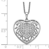 Sentimental Expressions Sterling Silver Rhodium-plated Antiqued CZ to My Granddaughter Heart Necklace, 18" view 4