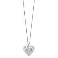 Sentimental Expressions Sterling Silver Rhodium-plated Antiqued CZ to My Daughter Heart Necklace, 18" view 2