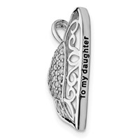 Sentimental Expressions Sterling Silver Rhodium-plated Antiqued CZ to My Daughter Heart Necklace, 18" view 5