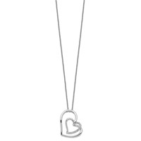 Sentimental Expressions Sterling Silver Rhodium-plated Antiqued CZ Thank You Mother Hearts Necklace, 18" view 2