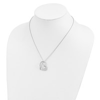 Sentimental Expressions Sterling Silver Rhodium-plated Antiqued CZ Thank You Mother Hearts Necklace, 18" view 4