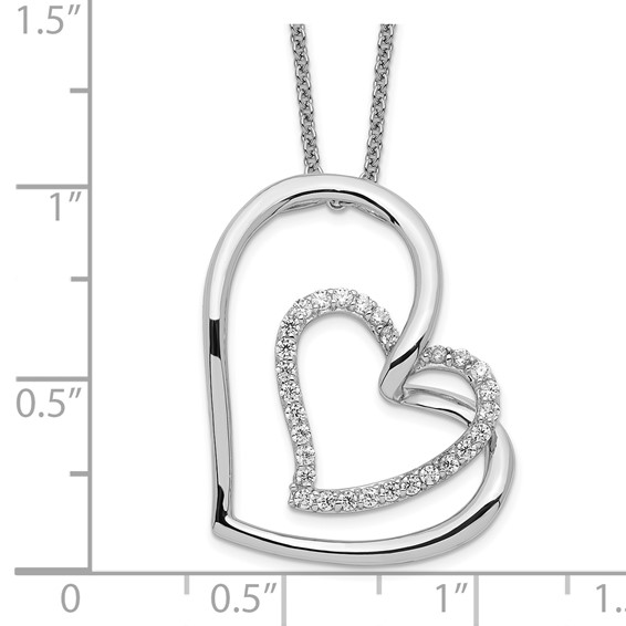 Sentimental Expressions Sterling Silver Rhodium-plated Antiqued CZ Thank You Mother 18in Hearts Necklace