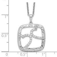 Sentimental Expressions Sterling Silver Rhodium-plated Antiqued CZ Sisters by Chance Hearts Necklace, 18" view 3