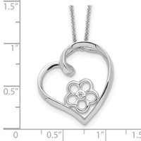 Sentimental Expressions Sterling Silver Rhodium-plated CZ My Special Niece Flower in Heart Necklace, 18" view 3