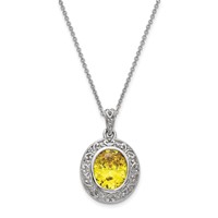 Sentimental Expressions Sterling Silver CZ Old Friends Are Golden Necklace, 18" view 1