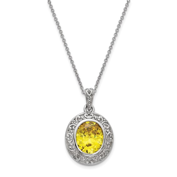 Sentimental Expressions Sterling Silver CZ Old Friends Are Golden 18in Necklace