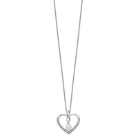 Sentimental Expressions Sterling Silver Rhodium-plated CZ and FW Cultured Pearl My Friend Heart Necklace, 18" view 2