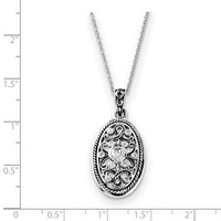 Sterling Silver Antiqued CZ Because of You Necklace, 18" view 2