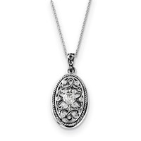 Sterling Silver Antiqued CZ Because of You Necklace, 18" view 1