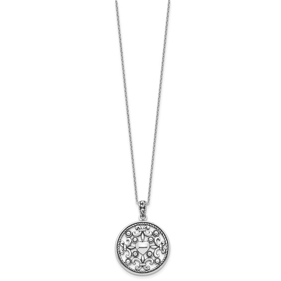 "Sentimental Expressions Sterling Silver Rhodium-plated A Friend For All Seasons 18"" Fleur de lis Necklace"