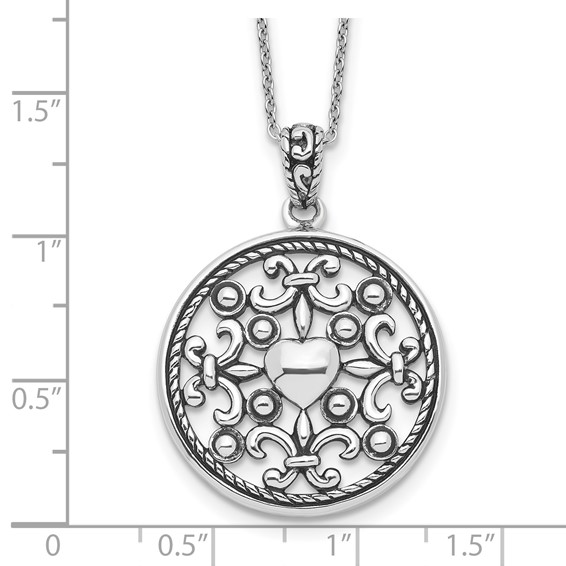"Sentimental Expressions Sterling Silver Rhodium-plated A Friend For All Seasons 18"" Fleur de lis Necklace"