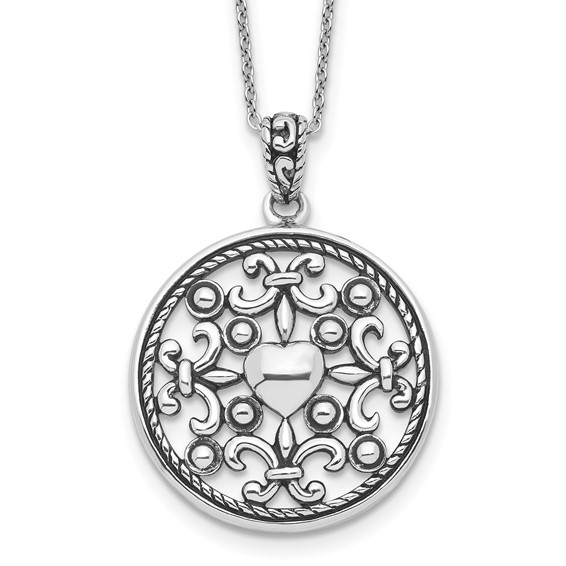 "Sentimental Expressions Sterling Silver Rhodium-plated A Friend For All Seasons 18"" Fleur de lis Necklace"