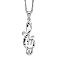 Sentimental Expressions Sterling Silver Rhodium-plated Love Note Necklace, 18" view 1
