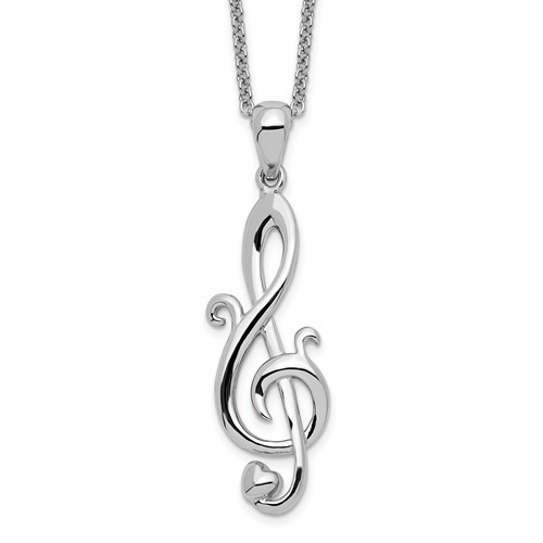 Sentimental Expressions Sterling Silver Rhodium-plated Love Note Necklace, 18"