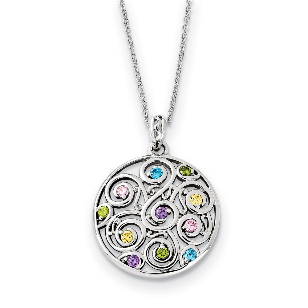 Sterling Silver CZ Kaleidoscope Of Wishes 18in Necklace