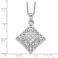 Sentimental Expressions Sterling Silver Rhodium-plated CZ I Love You All Year Long Necklace, 18" view 3