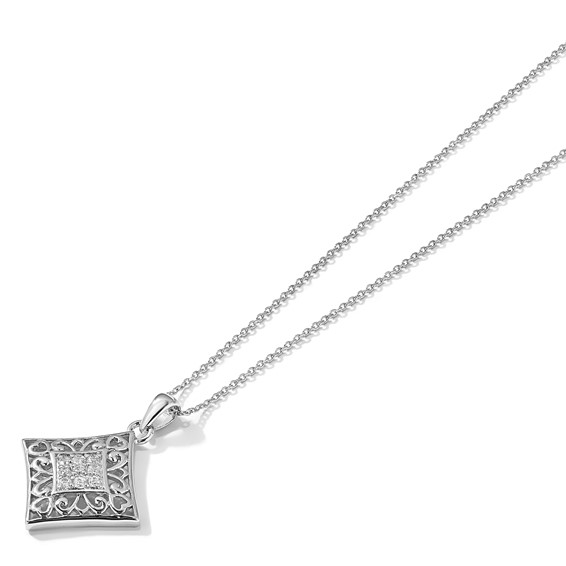 Sentimental Expressions Sterling Silver Rhodium-plated CZ I Love You All Year Long 18in Necklace