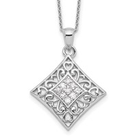 Sentimental Expressions Sterling Silver Rhodium-plated CZ I Love You All Year Long Necklace, 18" view 1