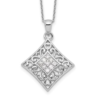 Sentimental Expressions Sterling Silver Rhodium-plated CZ I Love You All Year Long 18in Necklace