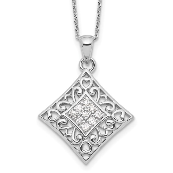 Sentimental Expressions Sterling Silver Rhodium-plated CZ I Love You All Year Long 18in Necklace