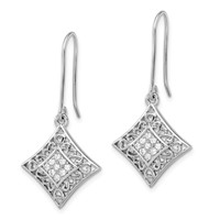 Sentimental Expressions Sterling Silver Rhodium-plated CZ I Love You All Year Long Earrings view 2