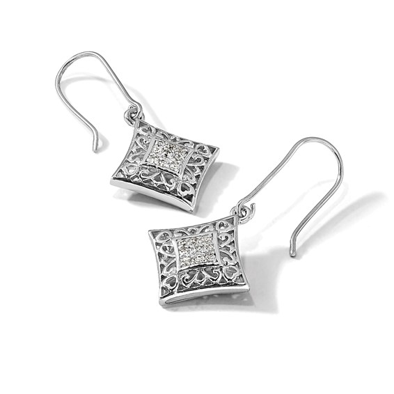 Sentimental Expressions Sterling Silver Rhodium-plated CZ I Love You All Year Long Earrings
