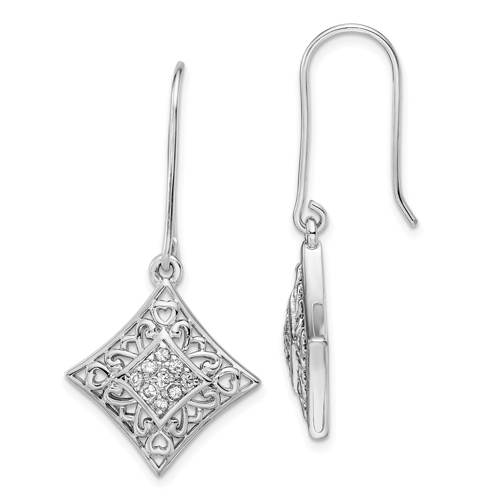 Sterling Silver CZ I Love You All Year Long Earrings