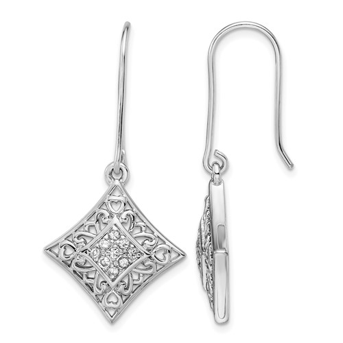 Sentimental Expressions Sterling Silver Rhodium-plated CZ I Love You All Year Long Earrings