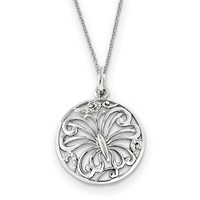 Sterling Silver CZ Miracles Butterfly Necklace - 18in view 1